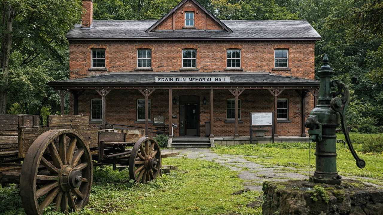 エドウィン・ダン記念館の外観と歴史を感じる風景