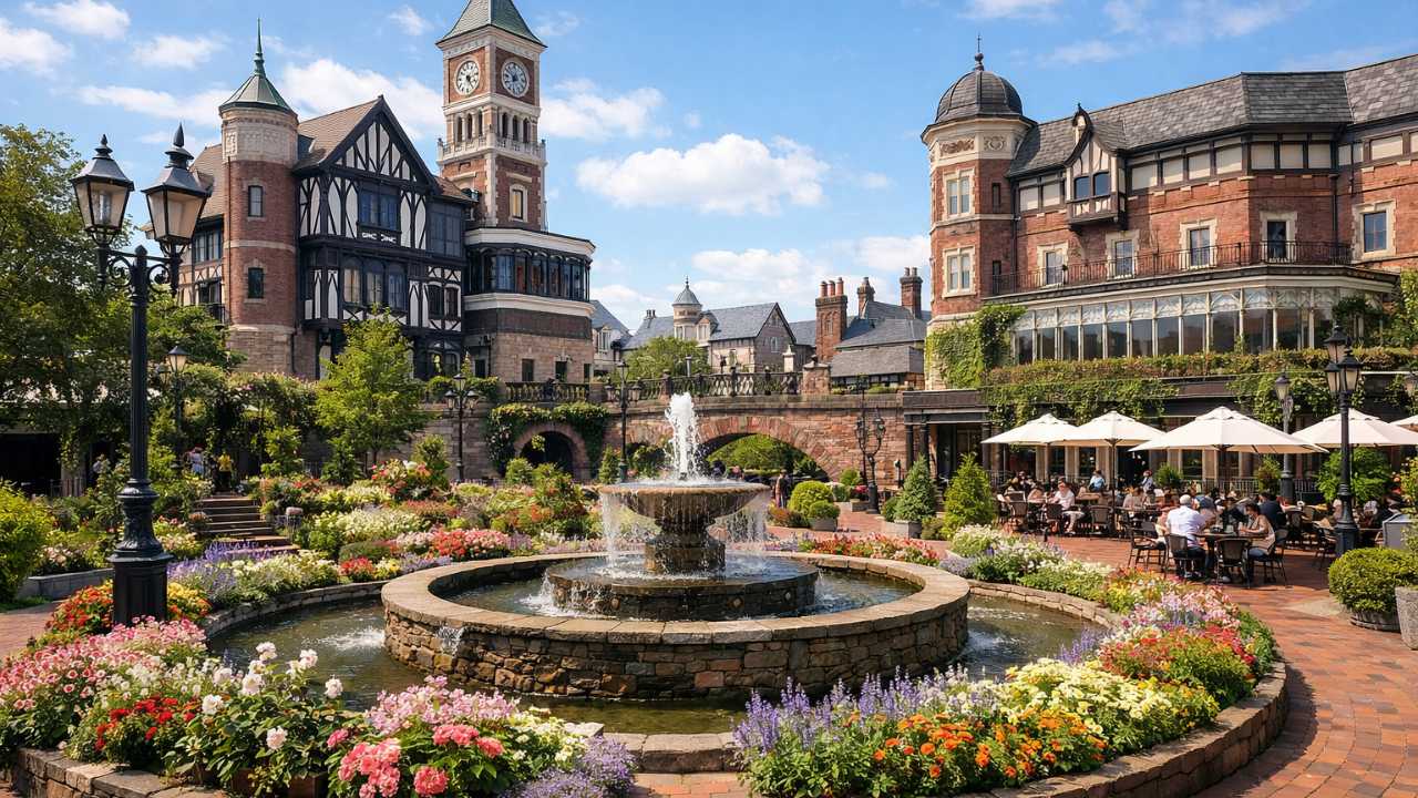 白い恋人パークをイメージした北海道の洋館風スイーツテーマパークの外観