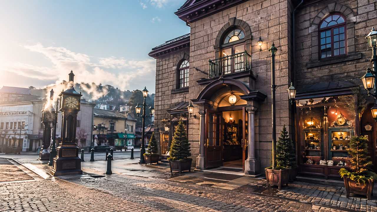 北海道小樽のレトロな街並みの中に立つ歴史的なオルゴール店の外観