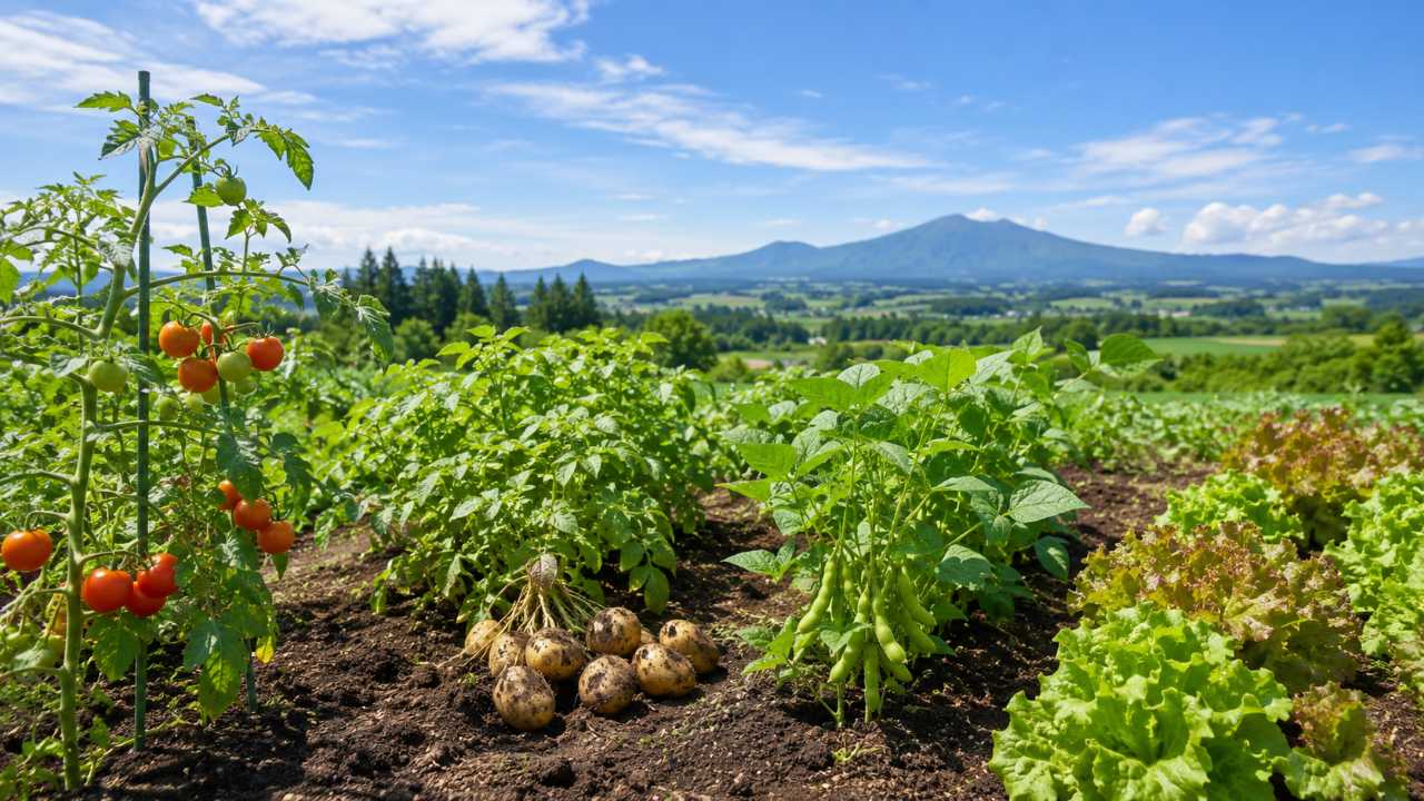 北海道の家庭菜園をテーマにしたブログ用アイキャッチ画像