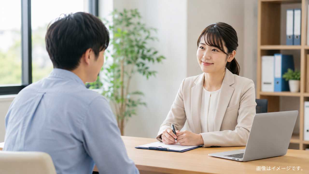 相談窓口でキャリア相談を受ける人物と相談員