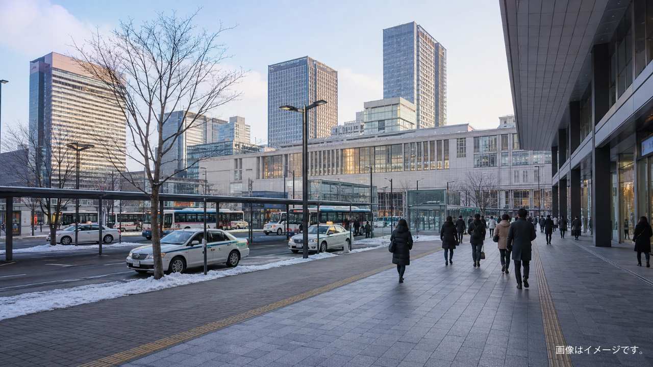 札幌駅北口の駅前広場をイメージした写真風画像