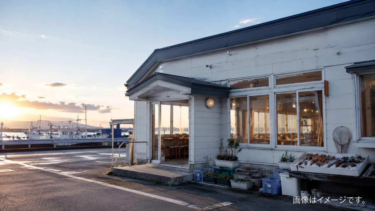 北海道苫小牧の港町にある人気食堂をイメージ